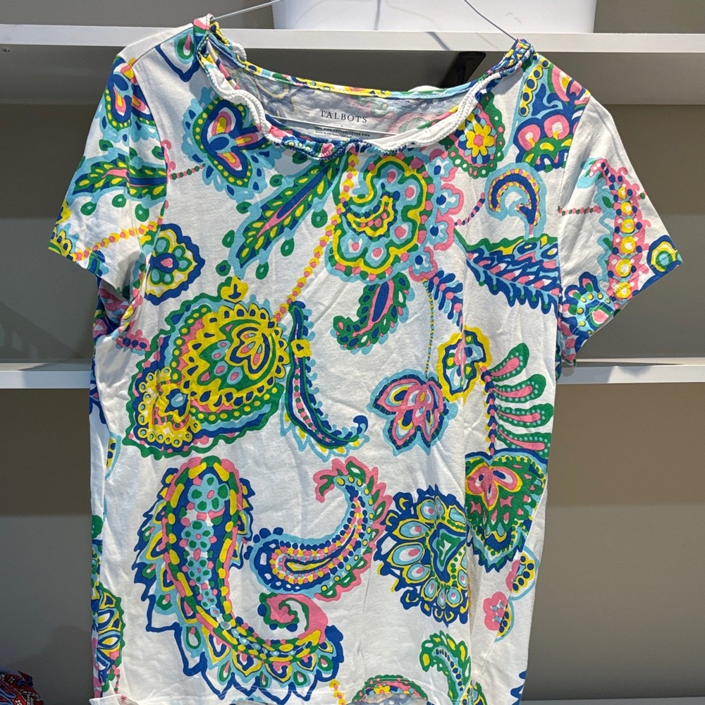 Talbots Multicolor Paisley Short Sleeve Tee